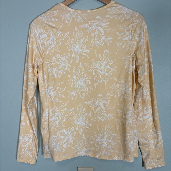 Hang Ten Sunray LS Sun Tee Floral Swim Shirt Rash Guard-Yellow/White-Women Small - Picture 6 of 7
